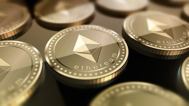 Closeup of the Ethereum logo