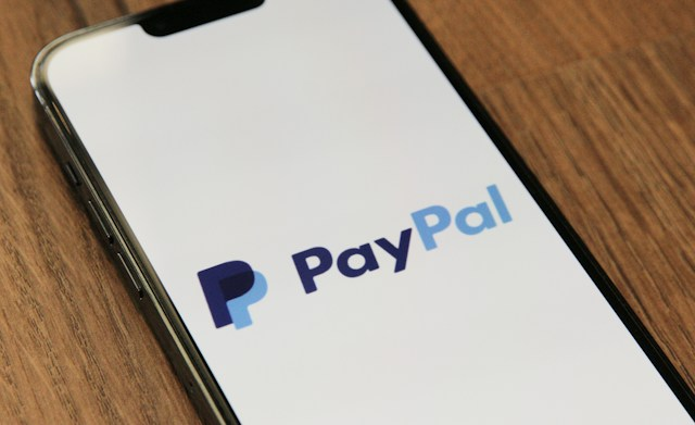 Closeup of PayPal logo