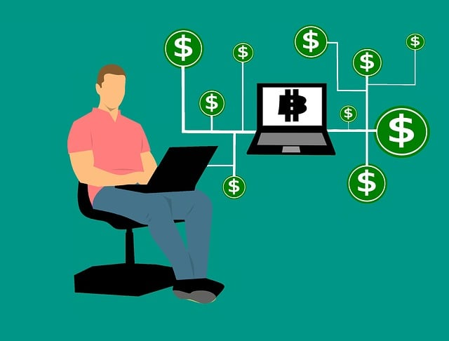 Illustration of a person making a Bitcoin transaction