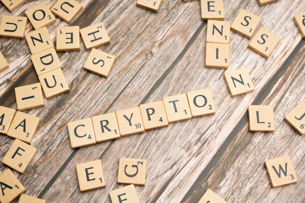 Crypto written with Scrabble letters.