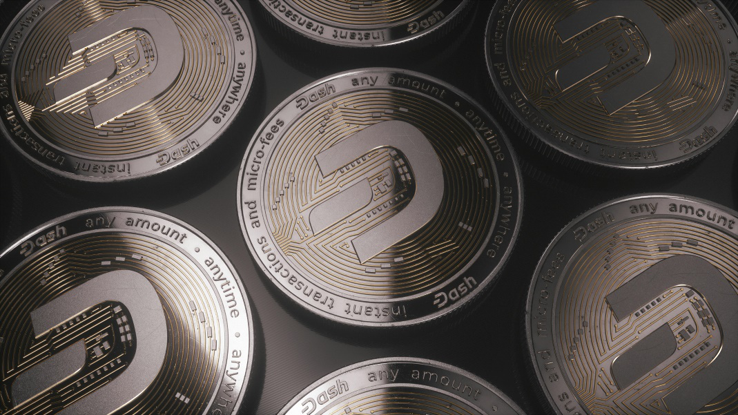 Dash coins on a surface