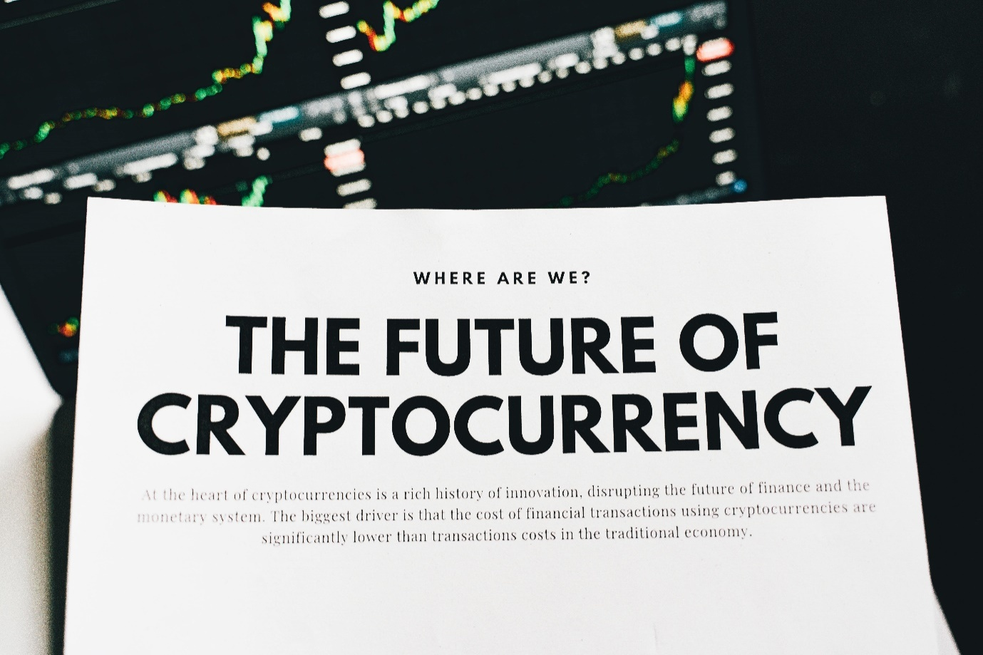 a cryptocurrency advertisement on white paper