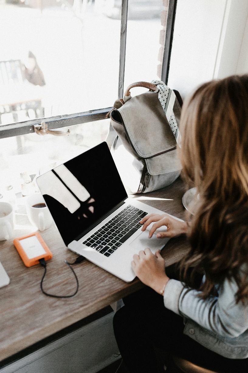 A person using a computer.