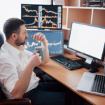 a businessman working on a computer