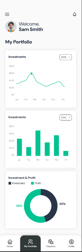 Financial info on app.