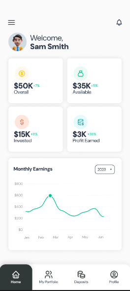 Investment info on a phone.