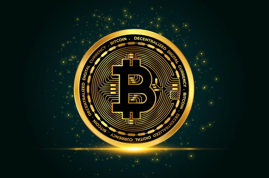 a golden Bitcoin