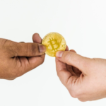 men exchanging Bitcoin