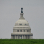 The iconic dome of the United States Capitol building.