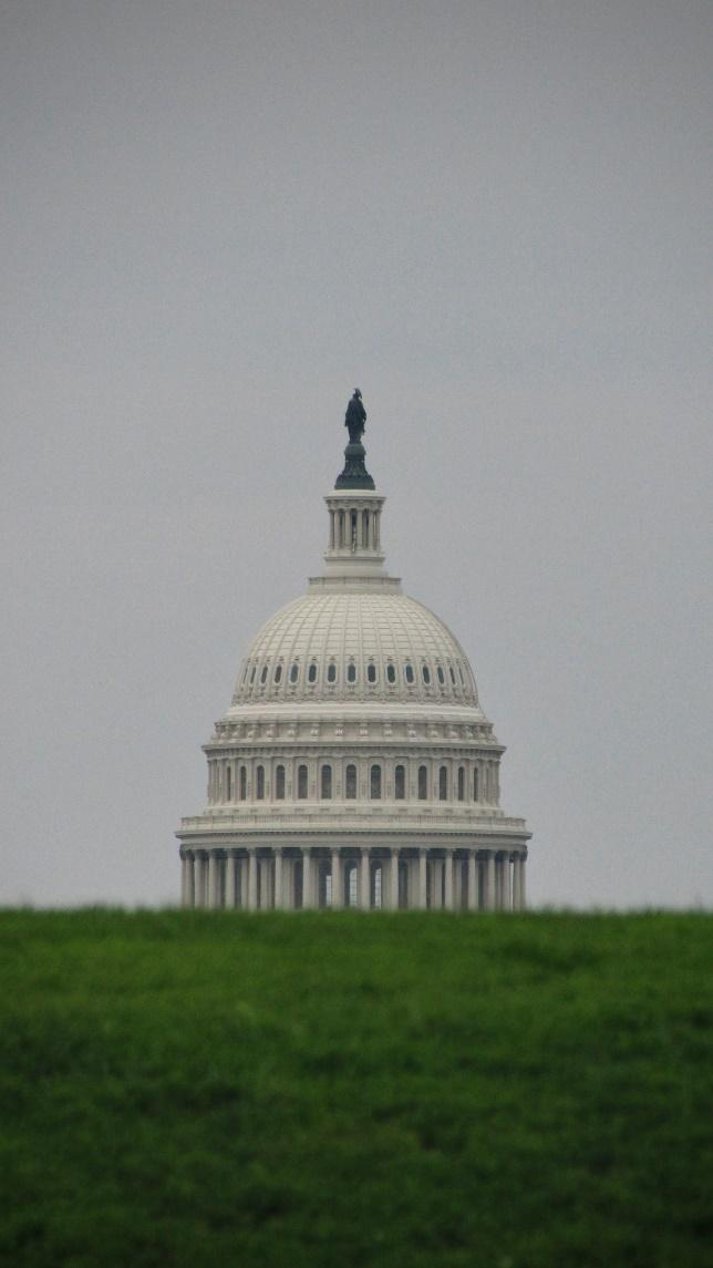 The iconic dome of the United States Capitol building.