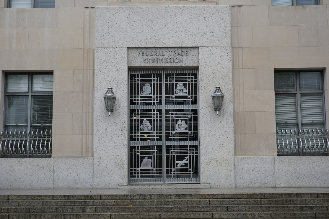 The entrance to the Federal Trade Commission (FTC) building.