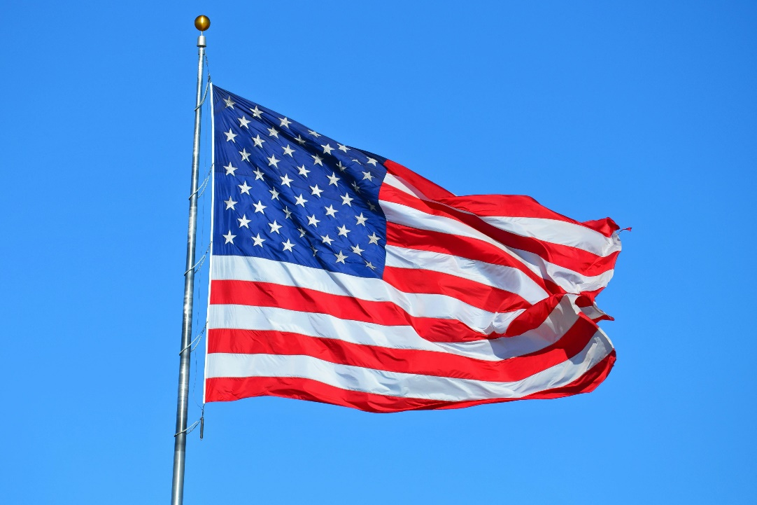 United States flag waving.