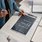 person in blue denim jacket holding white printer paper