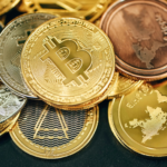 Pile of gold and silver Bitcoin tokens symbolizing national digital asset reserves