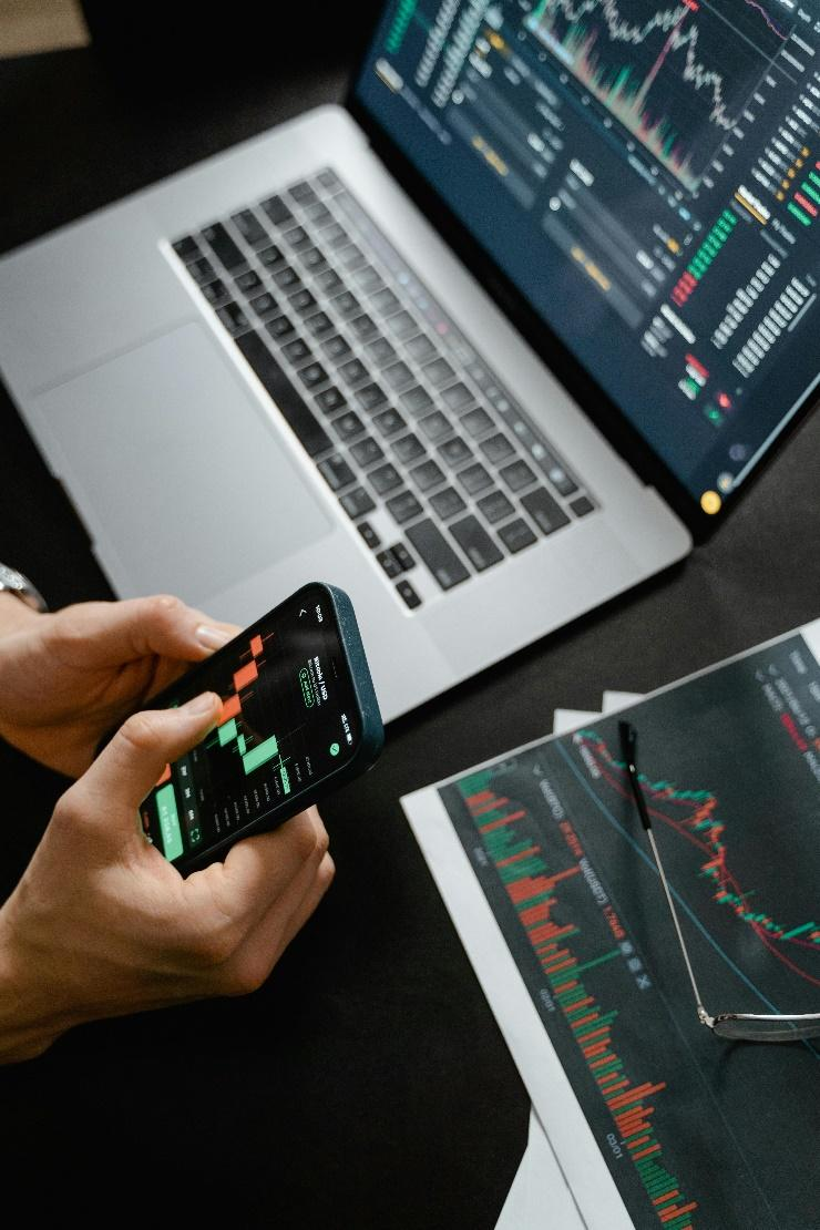 Person using a smartphone to view a digital asset portfolio.
