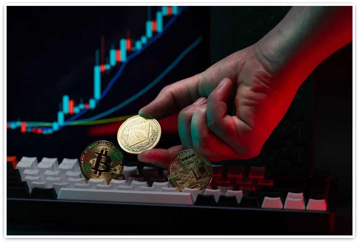 holding different cryptocurrency coins