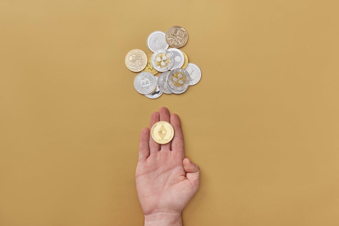person holding gold coin