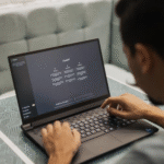 man using laptop wit chat gpt