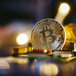 Bitcoin on a computer chip.