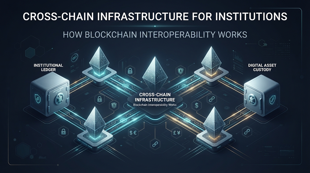 Cross-chain infrastructure connecting multiple blockchain networks for institutional operations