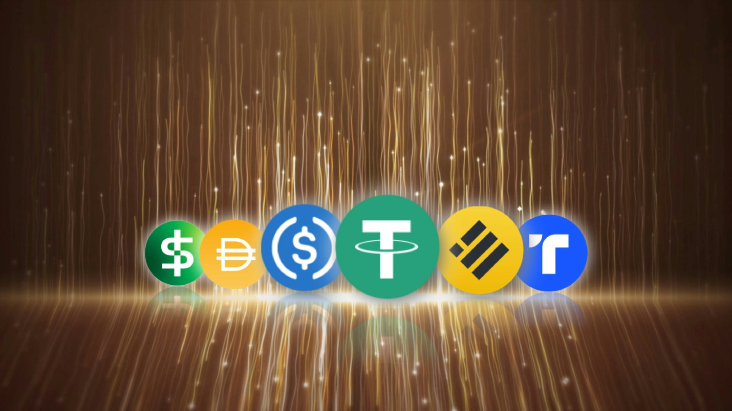 Icons representing major regulated stablecoins displayed together.