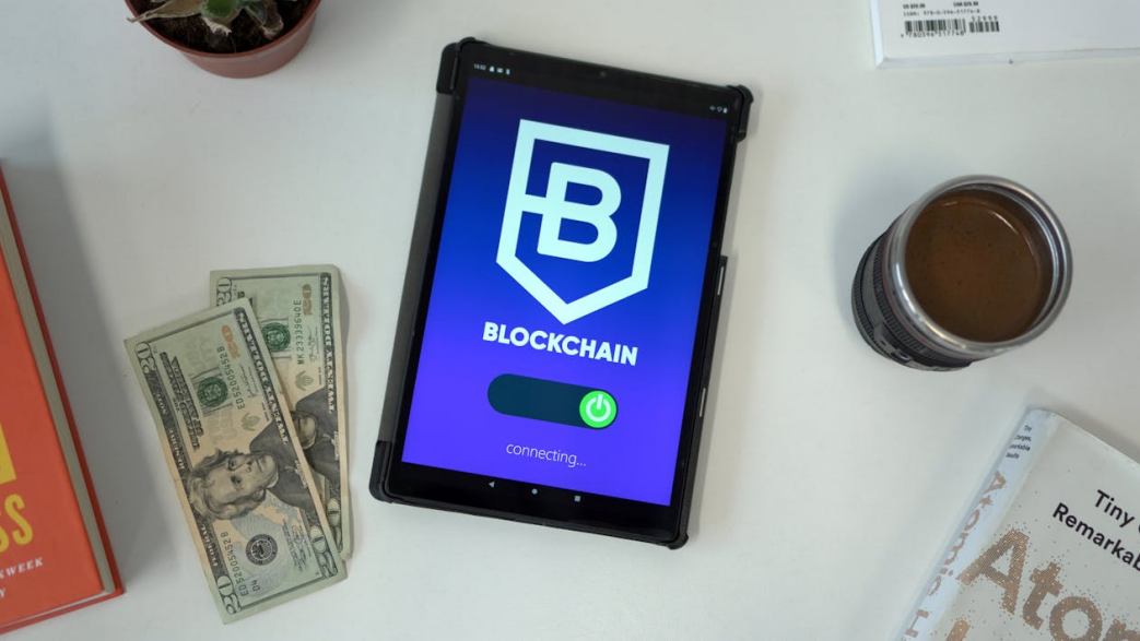 A smartphone screen displaying blockchain.