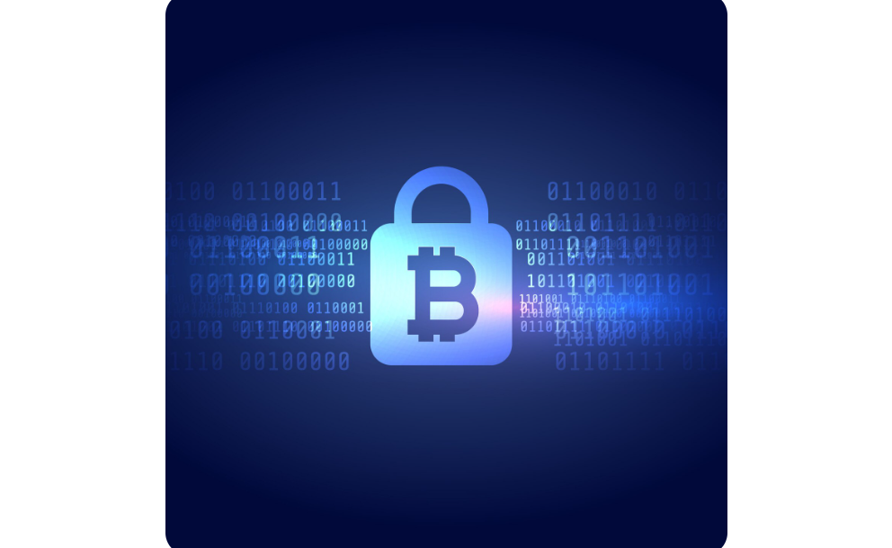 Secured digital bitcoin symbol