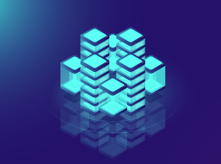 Blockchain infrastructure network architecture showing interconnected nodes and distributed digital ledger systems