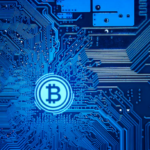 Illustration showing computing power as a core resource driving blockchain networks and digital asset ecosystems.