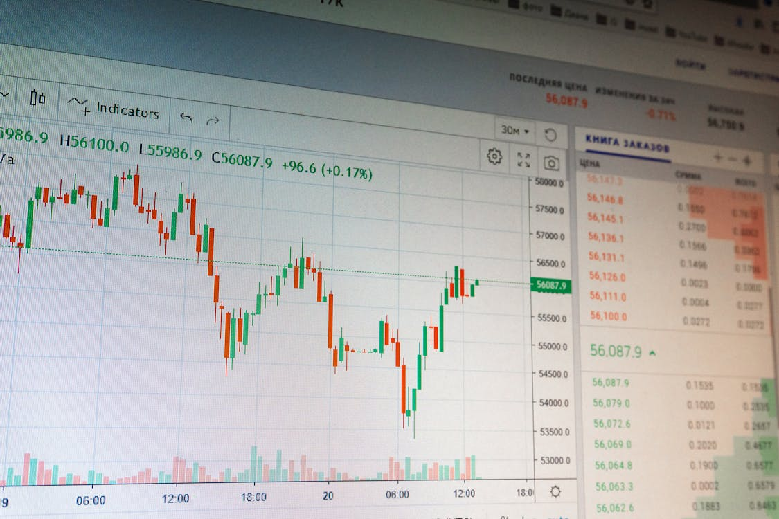 A financial chart showing trading volume and liquidity fluctuations in cryptocurrency markets