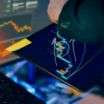 Financial analyst reviewing digital asset market data and trading patterns across multiple screens during institutional market analysis