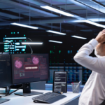 kenson Investments | When Oracle Errors Become Market Risk Stressed IT professional staring at server screens during a security alert.