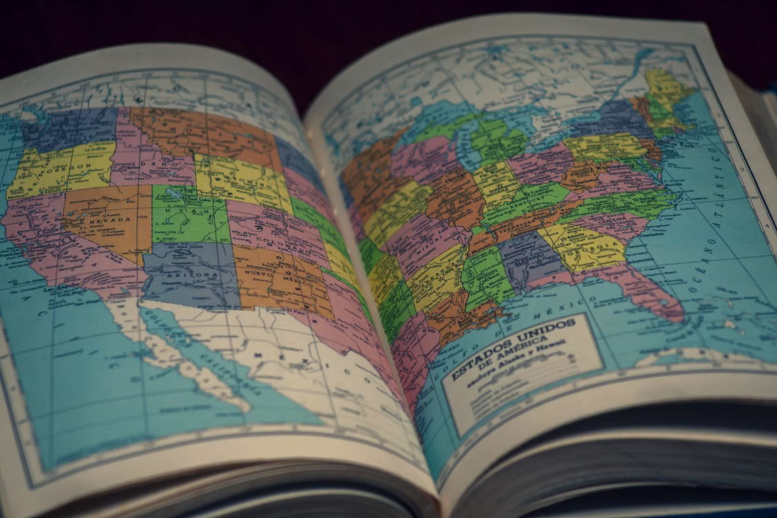 An illustrated map of the United States