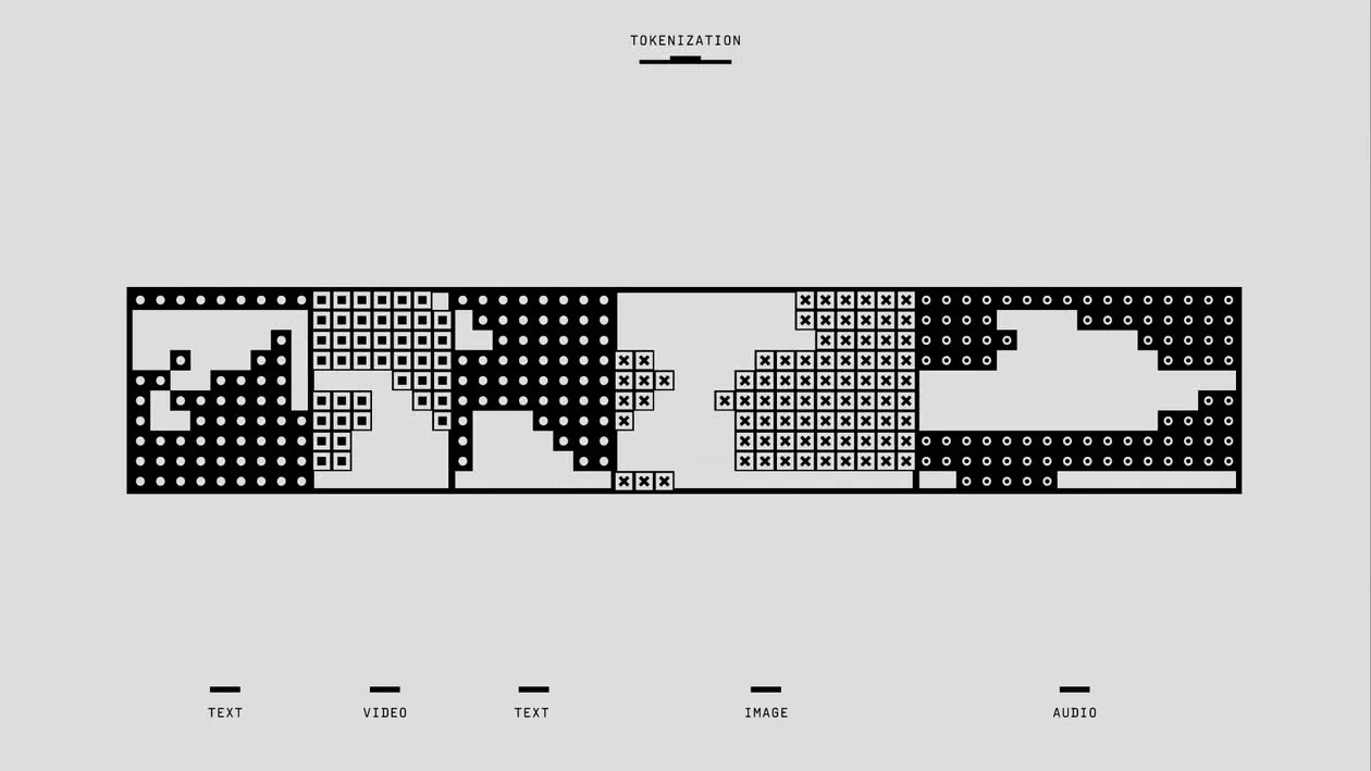 Black and white abstract design illustrating the concept of tokenization.