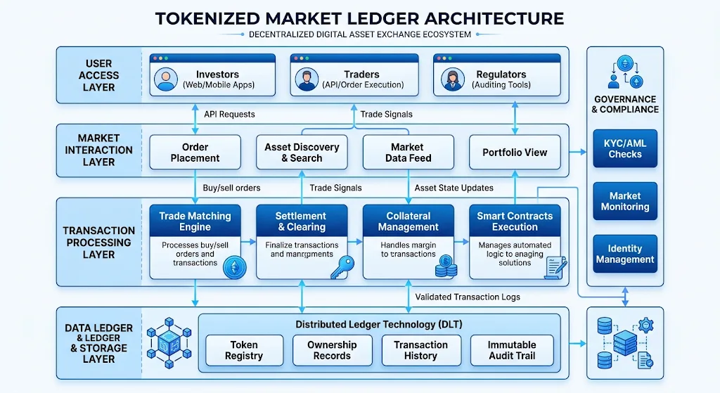 kenson Investments | Common or Connected Ledgers: How Tokenized Markets Coordinate Transactions Assessment framework for tokenized market ledger architecture comparing transaction coordination, settlement finality, failure recovery, reconciliation, and governance.