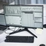 A computer displaying network data and validator status in a technical operations environment.