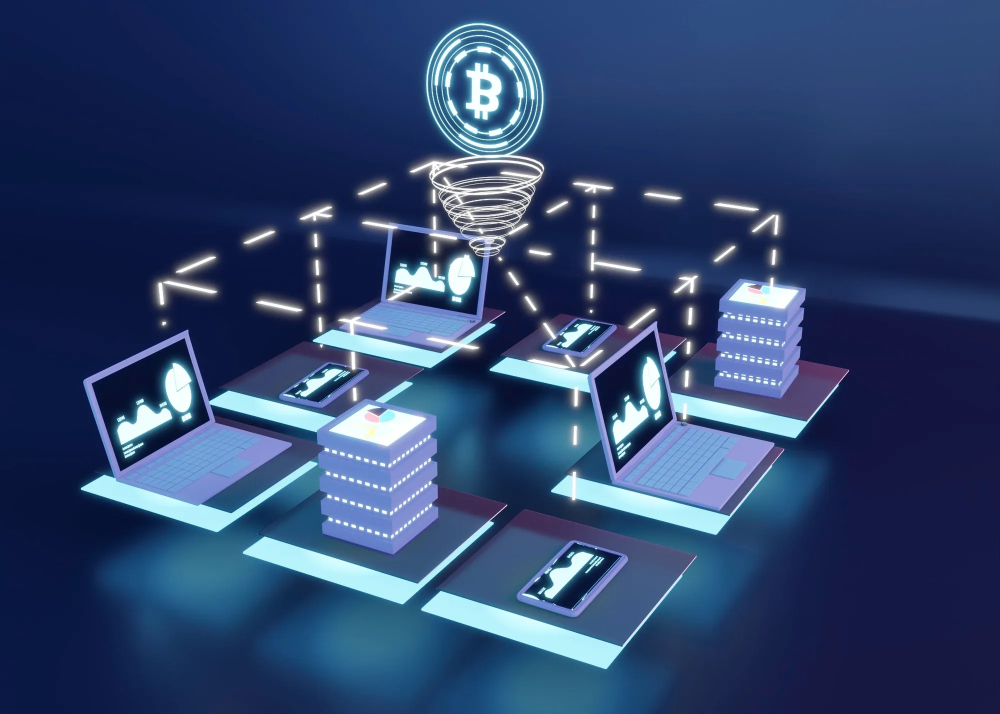 Digital asset network representing ongoing smart contract monitoring and blockchain infrastructure oversight after deployment.
