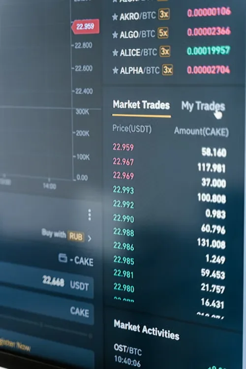 A cryptocurrency platform interface