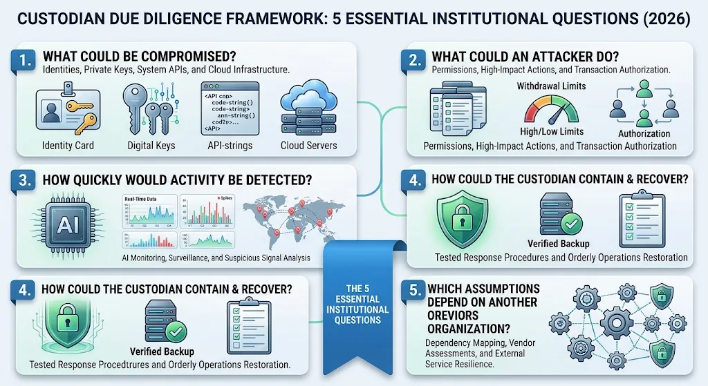 Institutional questions for assessing digital asset custodian cybersecurity