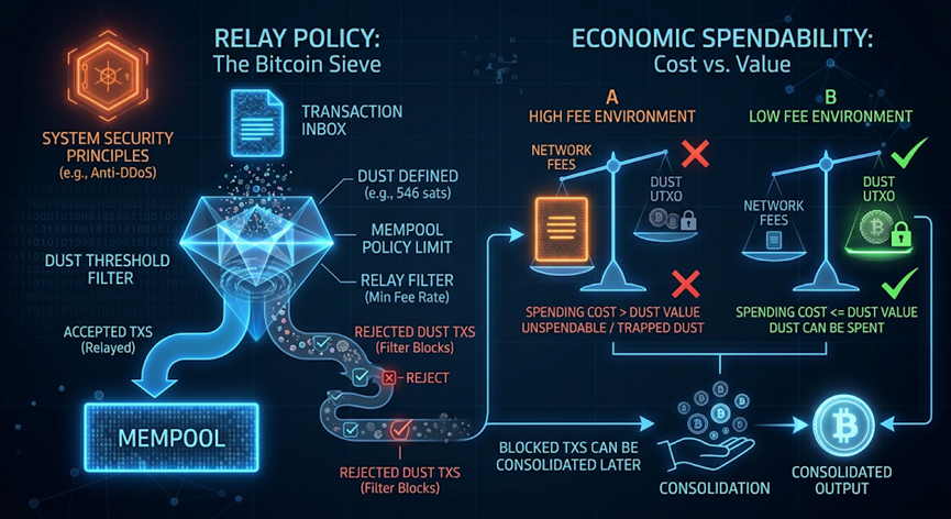 Bitcoin transaction fees affecting the economic spendability of small outputs